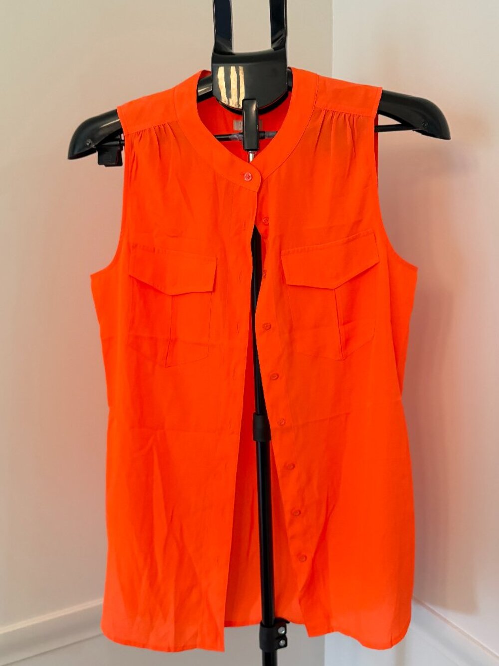 J.Crew Bright Sleeveless Orange Button Down Shirt Size 6